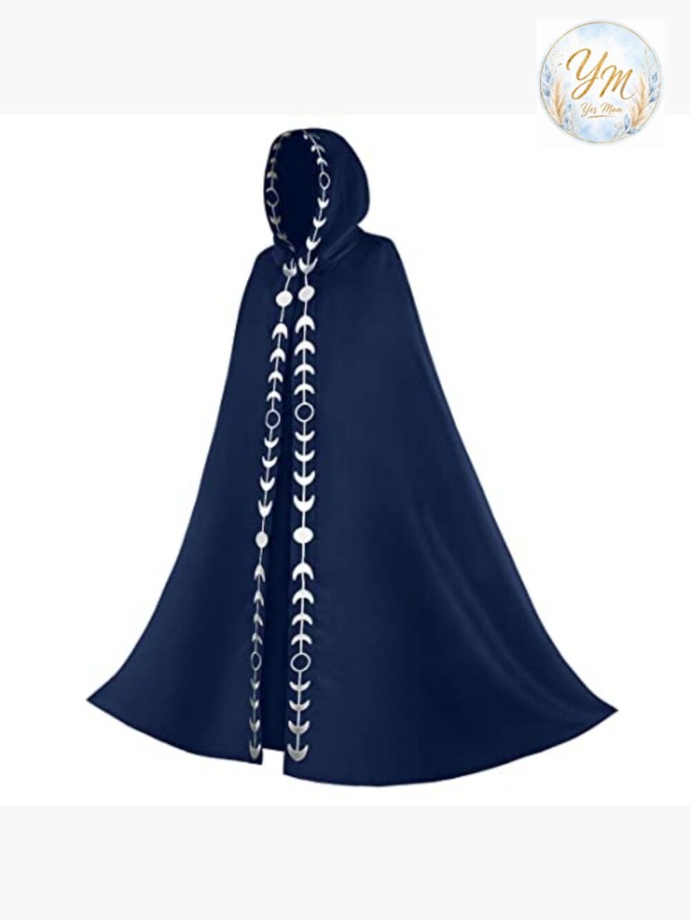 Unisex Moon Phases Hooded Cape Medieval Renaissance Long Cloak Witch Cosplay - Picture 2 of 4